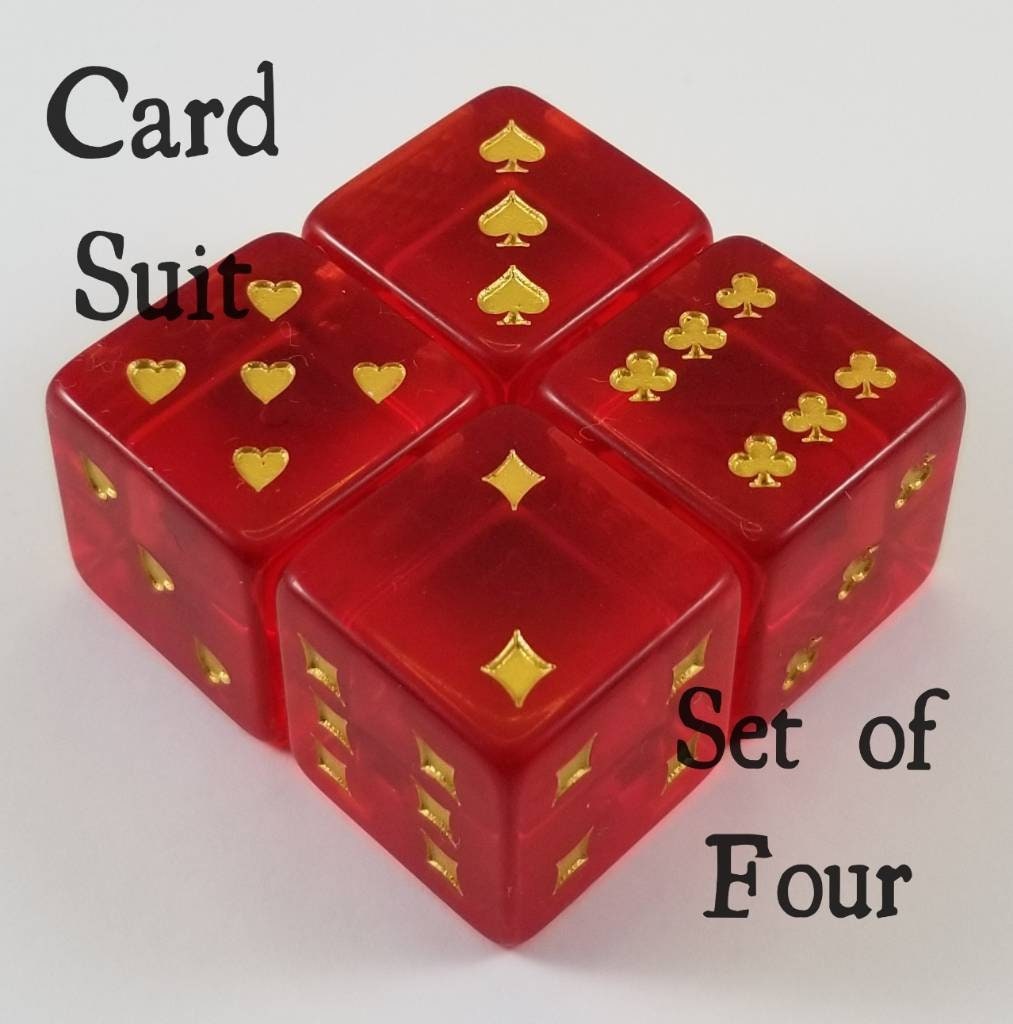 Card Suit Dice /Poker Dice/ Set of 4 / D6