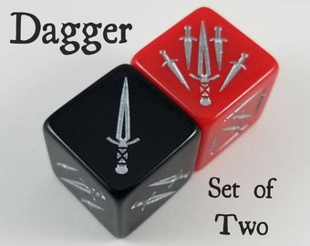 Dés dague / Lot de 2 / D6 - RPG, classe Rogue