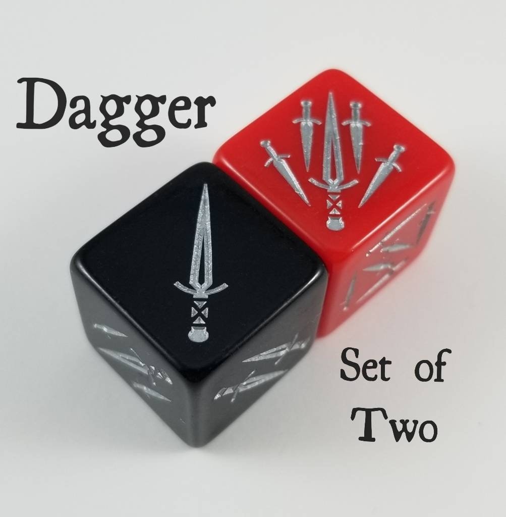 Dagger Dice / Set of 2 / D6 - RPG, Rogue Class