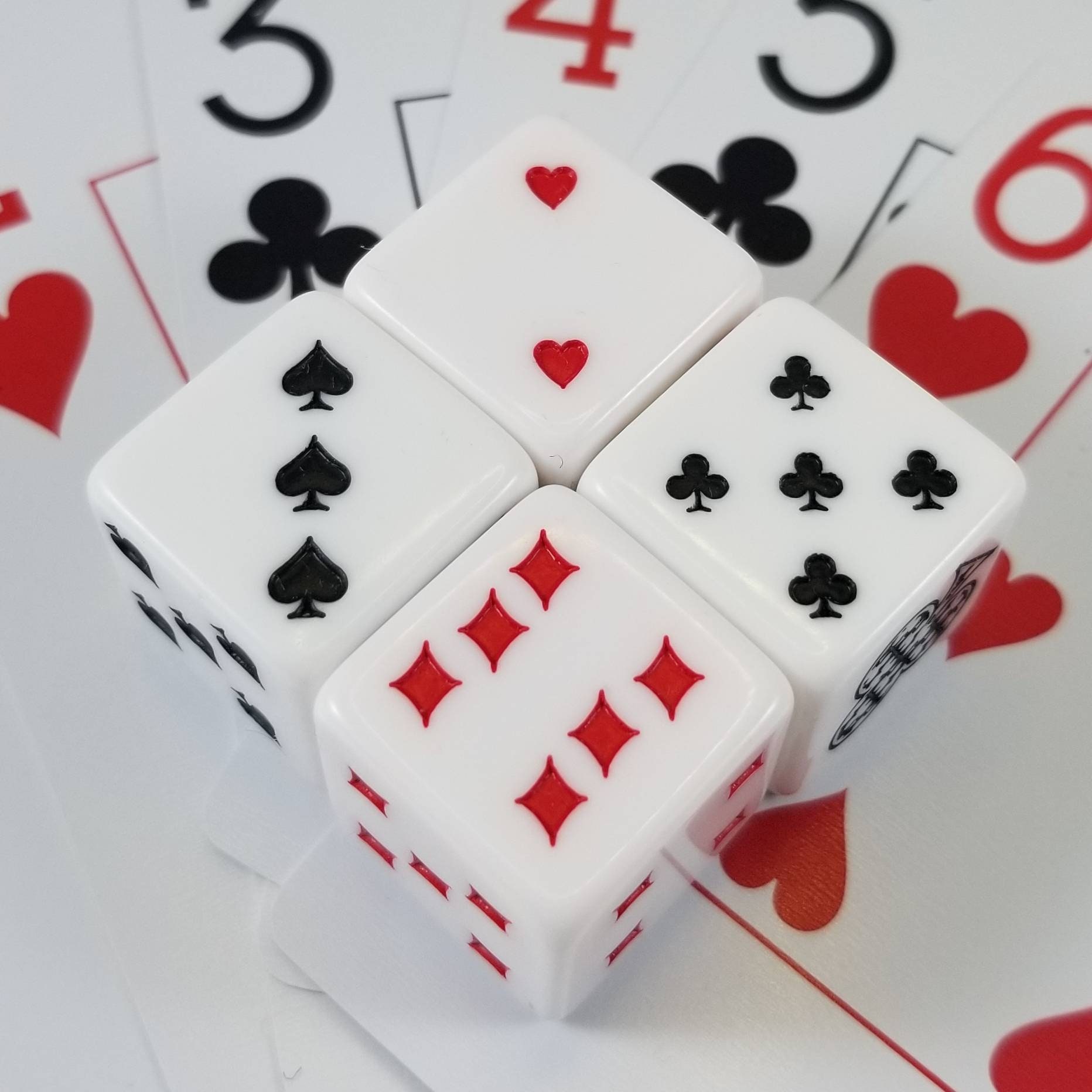 Card Suit Dice /Poker Dice/ Set of 4 / D6