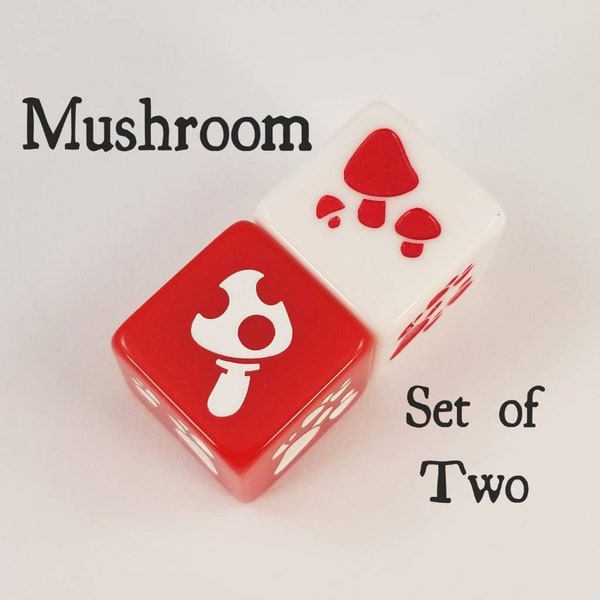 Mushroom Dice / Set of 2 / D6 - RPG, D&D, Mycology