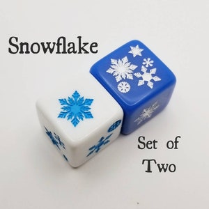 Snowflake Dice / Winter Dice / Set of 2 / D6