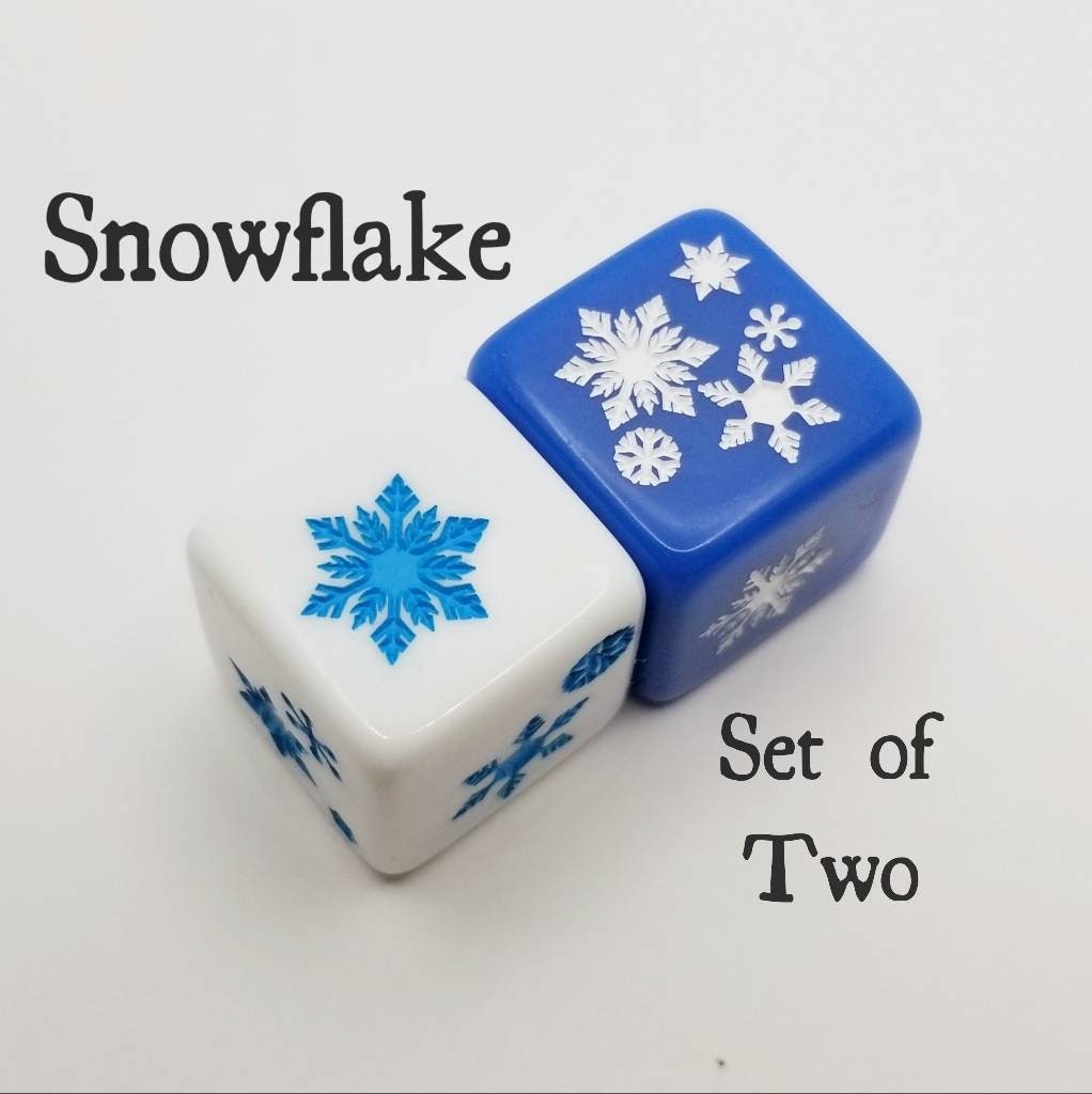 Snowflake Dice / Winter Dice / Set of 2 / D6