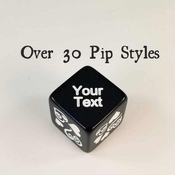 One Custom Dice With Your Choice of Pips - Personalized D6 - Engraved Dice