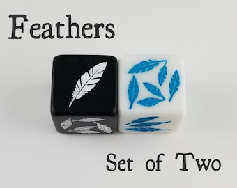 Dés plumes / Lot de 2 / D6 - Oiseau / Perroquet / Hippie