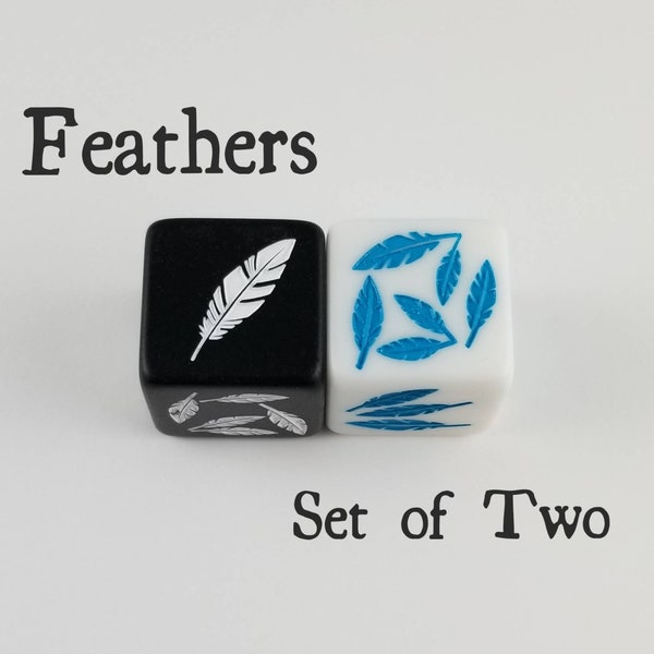 Feather Dice / Set of 2 / D6 - Bird / Parrot / Hippie