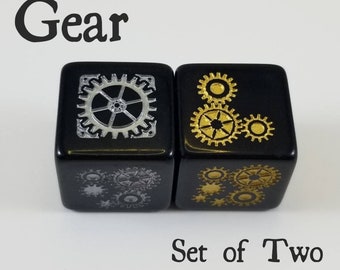 Versnellingsdobbelstenen / set van 2 / 19 mm D6 - Steampunk