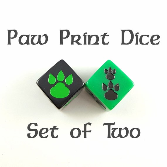 paw print dice set