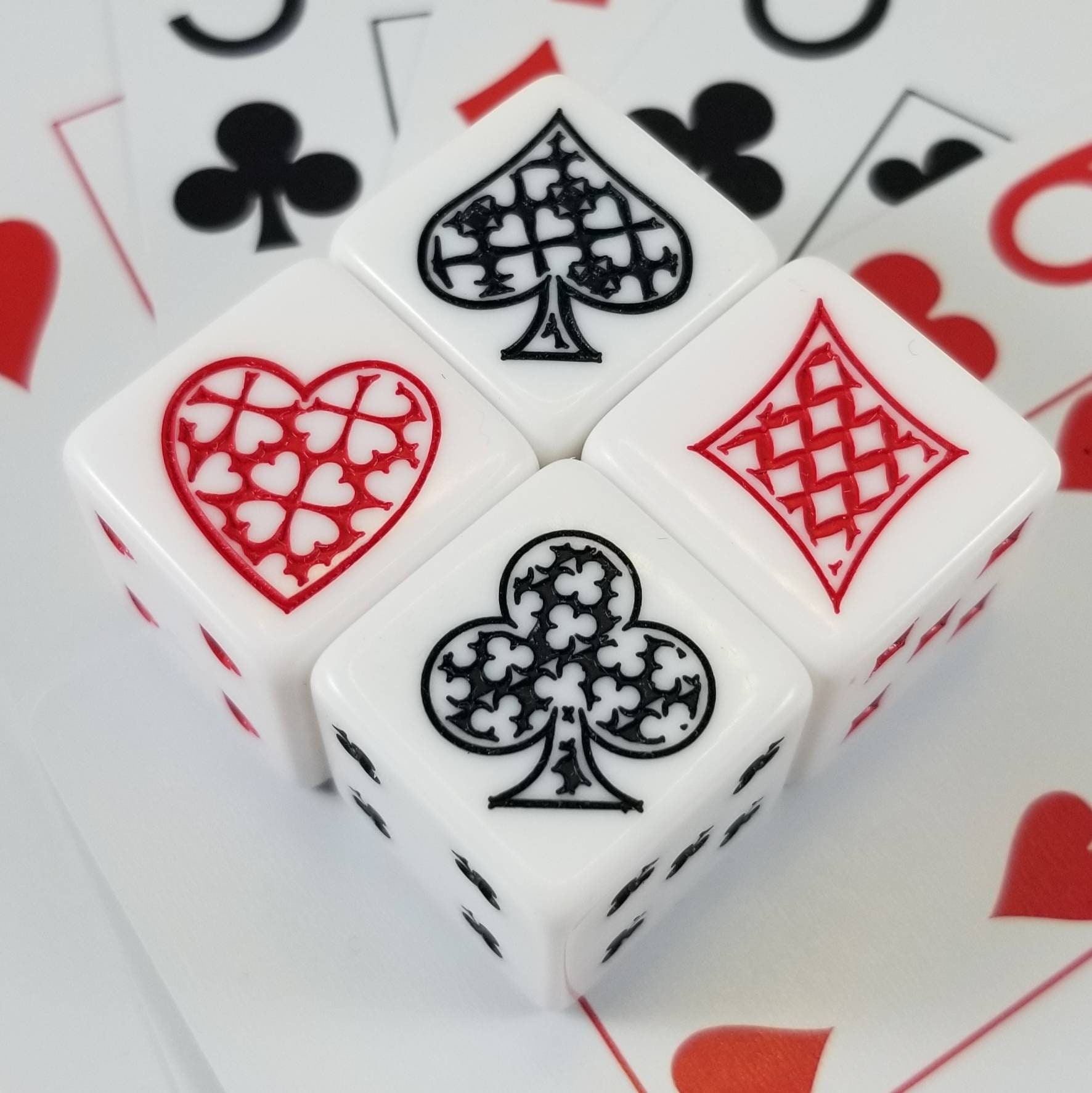 Card Suit Dice /Poker Dice/ Set of 4 / D6