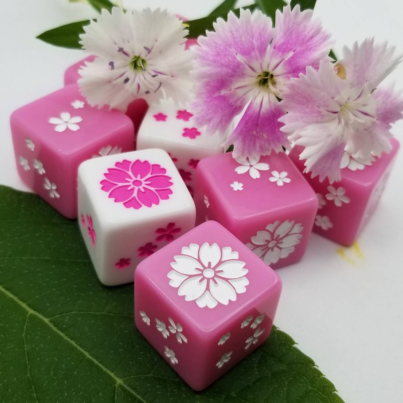 Blossom Dice / Set of 2 / D6 Cherry Blossom,