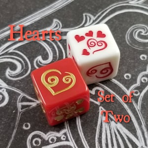 Heart Dice / Set of 2 / D6 - valentines, love, wedding