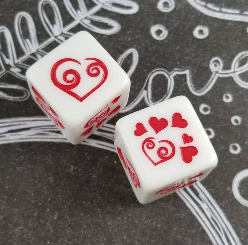 Heart Dice / Set of 2 / D6 Valentines Love Wedding Etsy