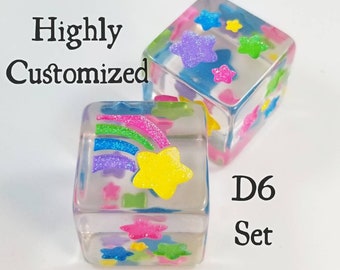 Set of Highly Customized D6 Dice - You Choose Colors - Dice Set Commission