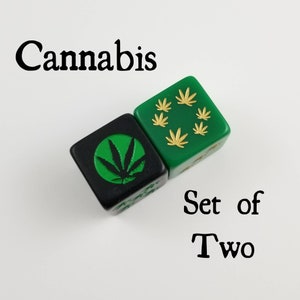 Cannabis Dice / Set of 2 / D6 - 420, Marijuana, Mary Jane
