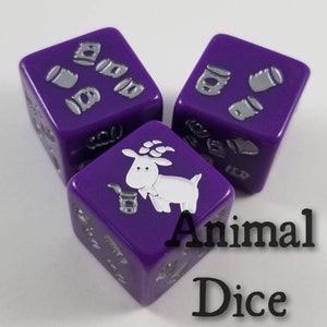 Animal Dice - Dice sets of Two, Four or Six - Mix and Match