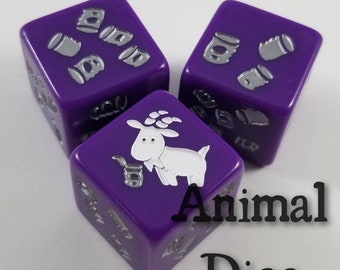 Animal Dice - Dice sets of Two, Four or Six - Mix and Match
