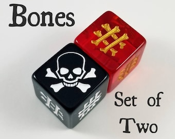 Dados de Hueso / Juego de 2 / 19 mm D6 - Huesos, Dados Piratas