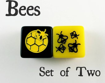 Bee Dice / Set of 2 / D6 - Bug, Insect, Honey