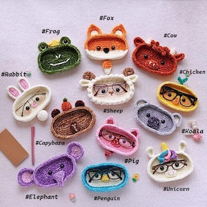 Kawaii Glasses Holders Crochet Patterns Bundle | Fox Pattern, Sheep Pattern, Unicorn Pattern, Pig Pattern, Penguin Pattern, Koala Pattern