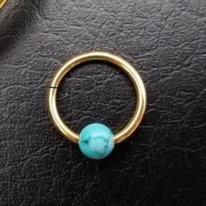 14k Gold filled Turquoise Seamless Hoop 16g 18g 20g 22g 24g 6mm 7mm 8mm 9mm 10mm 11mm 12mm 13mm 14mm Septum Tragus Conch Earlobe Helix