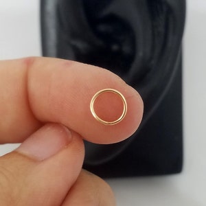 14k Solid Gold or Rose Gold Tiny Huggie Seamless Sleeper 24g 22g 20g 18g | 4mm 4.5mm Hoops for Forward Helix, Mid Helix Cartilage, REAL Gold