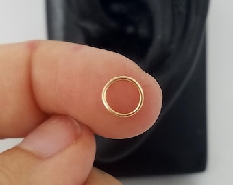 Oro sólido de 14K o oro rosa sólido de 14k 24g 22g 20g 4mm 4.5mm TINY Anillo sin costuras Hélice delantera Pendiente de cartílago medio Aro REAL GOLD