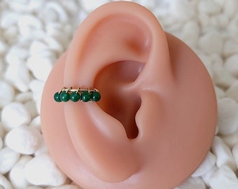 14k Gold filled Jade wire wrapped Conch sleeper hoop ring 20g 18g 16g 10mm 11mm 12mm 13mm 14mm hoop