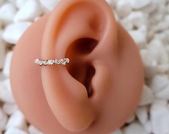 14k Gold filled Conch Hoop wire wrapped with dainty Herkimer Crystal Quartz  20g 18g 16g 10mm 11mm 12mm 13mm 14mm hoop