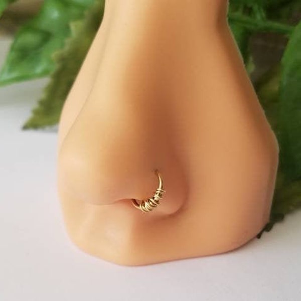 24g 22g 20g 18g 16g 14k Gold filled Seamless 14k Gold Wire Wrapped Dainty Nose Ring 6mm 7mm 8mm 10mm 11mm 12mm Septum Nose Daith Cartilage