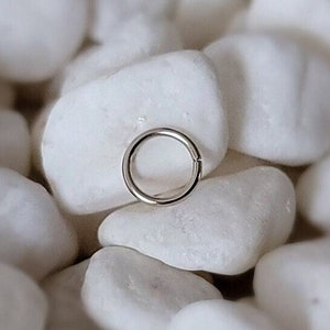 TINY 14K Solid White Gold 24g 22g 20g 18g 4mm 4.5mm 5mm 5.5mm seamless Ring Forward helix Cartilage Hoop Ring REAL GOLD