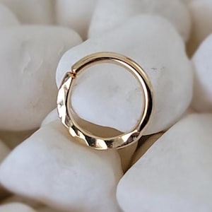 Hammered Septum Ring 14k Rose Gold filled, 14k Gold Filled, and Silver 22g 20g 18g 16g 6mm 7mm 8mm 9mm 10mm 11mm 12mm 13mm 14mm