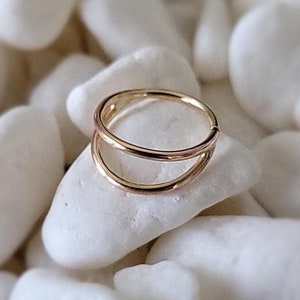 14k Gold filled Double Hoop seamless ring for Earlobes, Tragus, Nostril, Septum, Navel, and Conch in 22g 20g 18g 16g 6mm-14mm Nickel Free