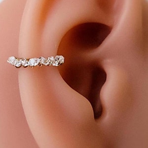 14k Gold filled Conch Hoop wire wrapped with dainty Herkimer Crystal Quartz  20g 18g 16g 10mm 11mm 12mm 13mm 14mm hoop