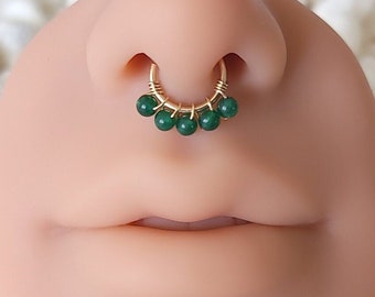 14k Gold Filled or 14k Rose Gold Filled Jade Septum ring 22g 20g 18g 16g 8mm 9mm 10mm 11mm 12mm 13mm, Half sizes available