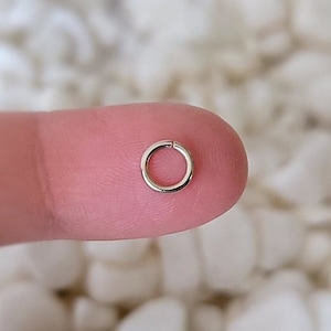 14K Solid White Gold 24g 22g 20g 18g 4mm 4.5mm TINY Seamless Ring for Forward Helix, Middle Cartilage Hoop Real WHITE GOLD