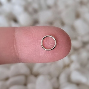 14K Solid White Gold 24g 22g 20g 18g 5mm 5.5mm TINY Seamless Ring for Forward Helix, Middle Cartilage Hoop Real WHITE GOLD