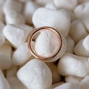 Anillo de cartílago de oro rosa macizo de 14 quilates, 18 g, 6 mm, 7 mm, 8 mm, 9 mm, 10 mm, 11 mm, 12 mm, 13 mm, 14 mm, sin costuras, para cartílago, nariz, hélix, trago y septo.