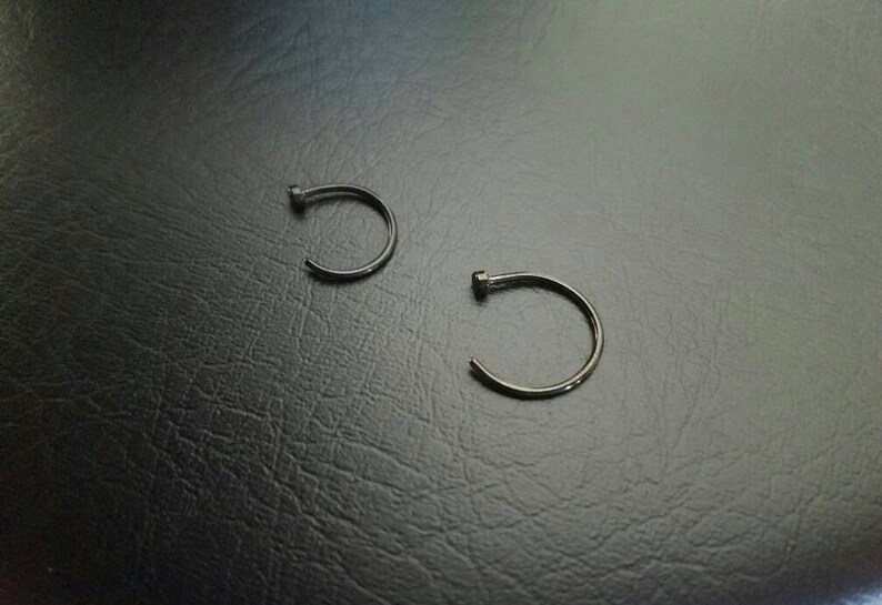 Black Nose Ring 20g 516 38 Titanium IP Steel Nose Hoop Handmade Nostril Ring Nostril Hoop Delicate Dainty Rings 316lvm Stainless Steel