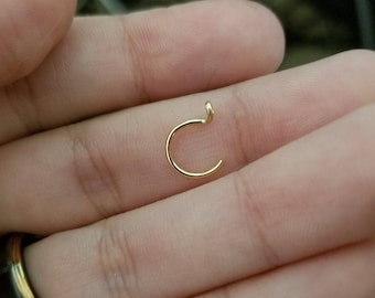 16g 18g 20g 22g 24g 14k Solid Gold or 14k Solid Rose Gold Half hoop Nose Ring 6mm 7mm 8mm 9mm 10mm 11mm 12mm Handmade Nostril Jewelry