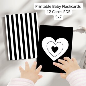 High Contrast Flash Cards for Babies – Stimulate Vision PDF Cards | Black & White Newborn Visual Printable Cards | Montessori Shapes Cards