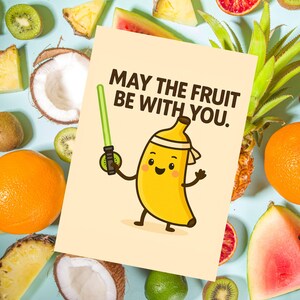 Carte de voeux drôle de fruits - PDF imprimable - Carte pliable - 5 x 7 pouces - Téléchargement instantané - Banana Force Fun