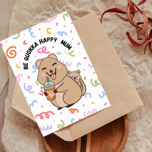 Cartão engraçado para o Dia das Mães para imprimir – Citação Quokka – Cartão dobrável em PDF – Download instantâneo – Aniversário da mãe – Presente engraçado – Feliz Quokka
