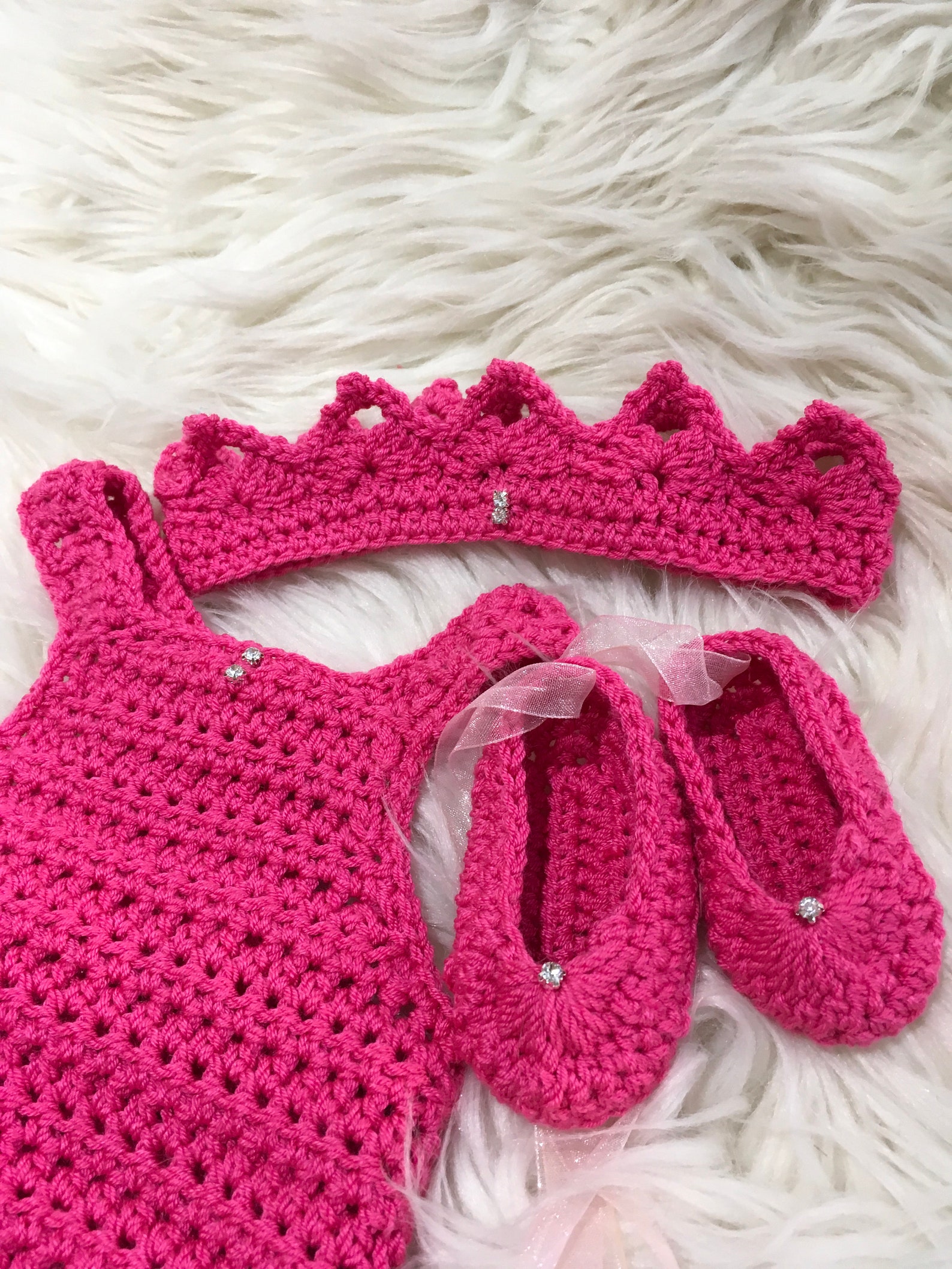 baby girl romper ballet shoes and tiara crochet summer fashion spring gift baby girl crystal rhinestones hot pink ribbon newborn