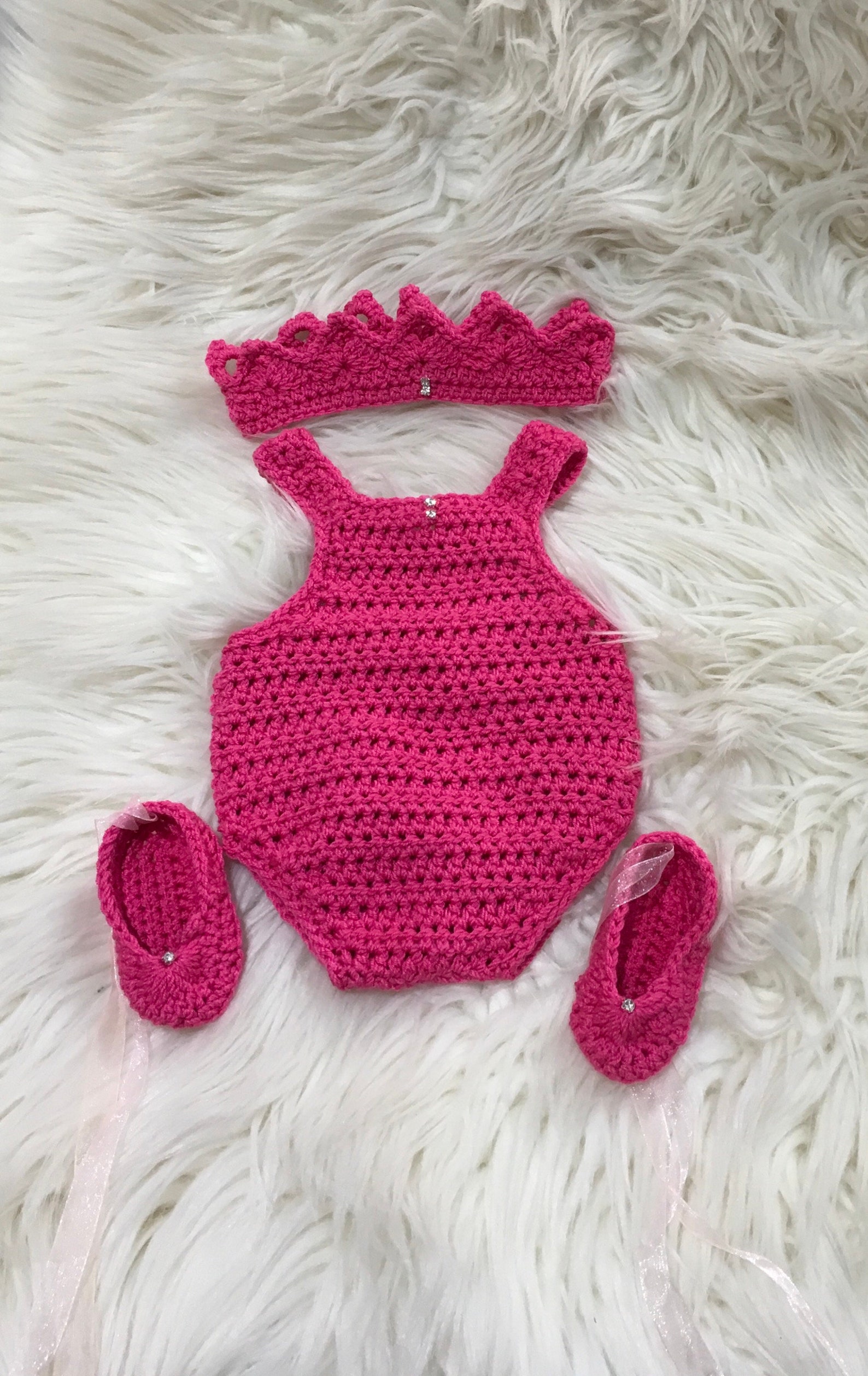 baby girl romper ballet shoes and tiara crochet summer fashion spring gift baby girl crystal rhinestones hot pink ribbon newborn