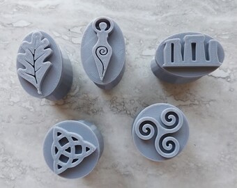 3D printing STL File for 5 Ancient British Symbols, Celtic, Pottery stamps, Polimer Clay stamp, Cake Decorating, Soap Making, Crafts