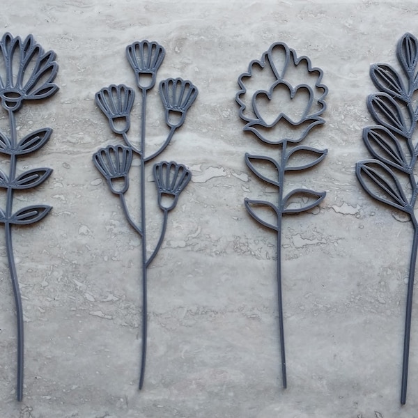 Set of 3D Printable Flower Stems for Crafts, Polymer Clay, Pottery Stamps or Flower Display