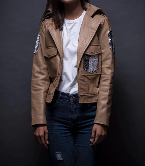 AOT Scout Regiment Lambskin Leather Jacket: Anime Cosplay Uniform for Men and Woman