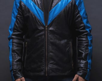 Handmade Night wings Arkham Knight Leather Jacket: Men's Cosplay Cafe Racer