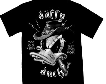 T-Shirt noir Unisexe I DAFFY DUCK/MOTORHEAD I Coton bio I par Will Argunas I Edition Limitée