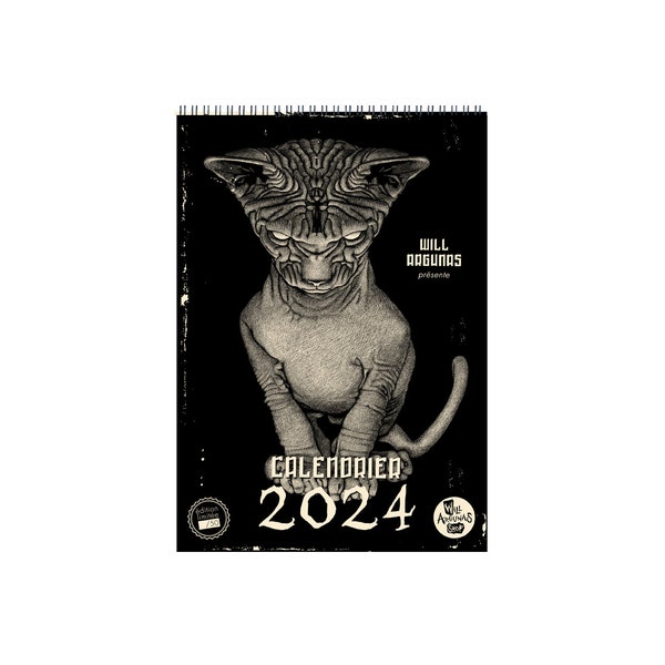 Calendrier Mural 2024 - Calendrier ANIMAUX - Cadeau - Noël - par Will Argunas - Edition Limitée